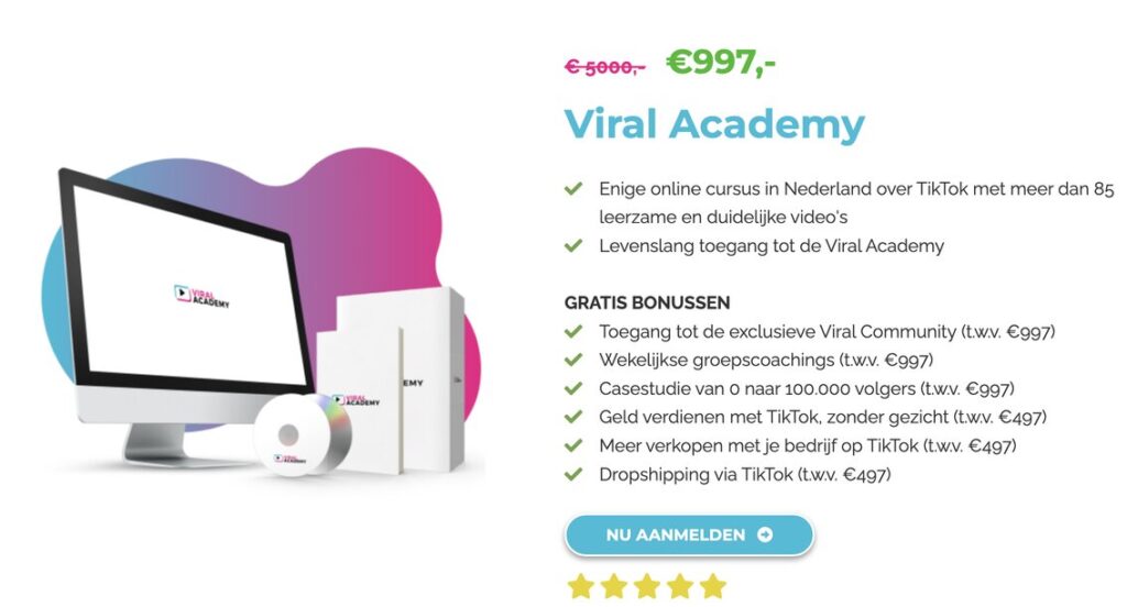 Viral Academy aanmeld form